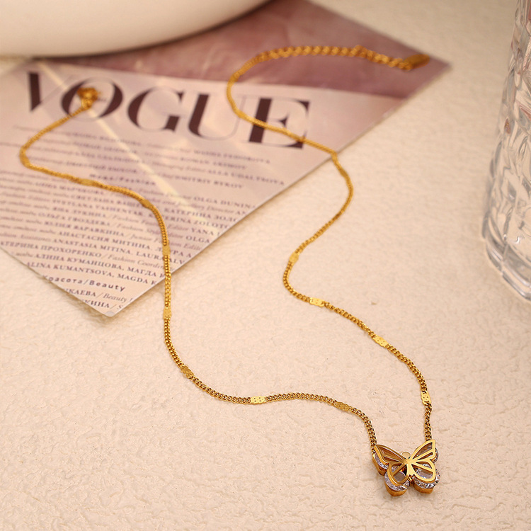 White Zircon Butterfly Necklace